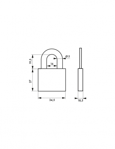 Lucchetto a chiave Ruby Color, in acciaio, per interni, arco in acciaio, 32 mm, 3 chiavi - THIRARD