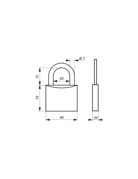 Vista aggiuntiva 1 di Lucchetto COLORFUL 40 mm in alluminio con arco in acciaio cementato nichelato, 3 chiavi – THIRARD