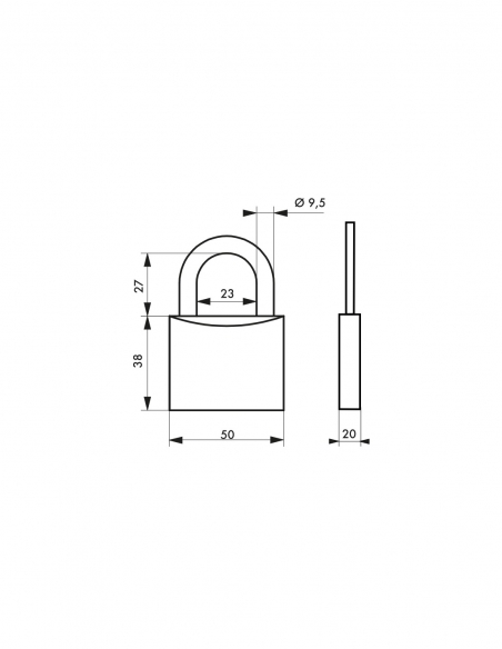 Lucchetto a chiave Colorful, in ottone, per interni, arco in acciaio, 50 mm, 3 chiavi - THIRARD
