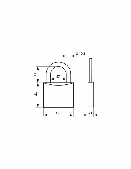 Lucchetto a chiave Colorful, in ottone, per interni, arco in acciaio, 60 mm, 3 chiavi - THIRARD