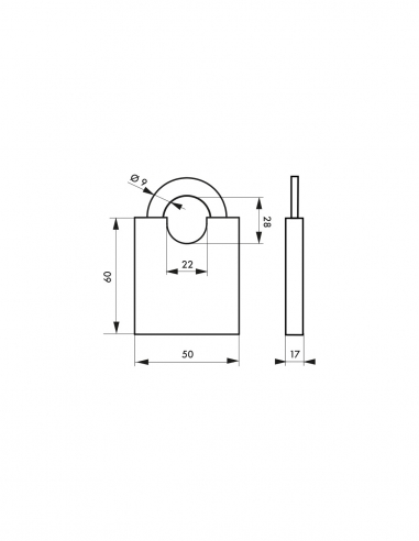 Lucchetto Shoulder a chiave, in ottone, per esterni, 50 mm, 2 chiavi - THIRARD