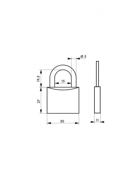 Set di 2 lucchetti Tipo 1+, 30 mm, arco in acciaio, 2 chiavi per lucchetto, con apertura tramite la stessa chiave - THIRARD