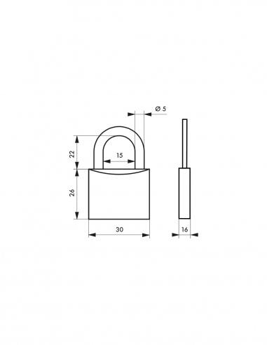 Lucchetto a chiave Cinox, in acciaio inox, per esterni, arco in acciaio inox, 30 mm, 3 chiavi - THIRARD