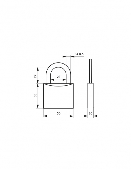 Lucchetto a chiave Cinox, in acciaio inox, per esterni, arco in acciaio inox, 50 mm, 3 chiavi - THIRARD