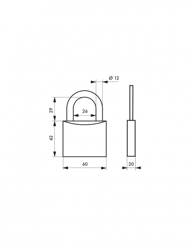 Lucchetto a chiave Cinox, in acciaio inox, per esterni, arco in acciaio inox, 60 mm, 3 chiavi - THIRARD