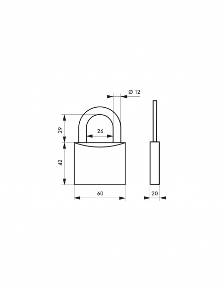 Lucchetto a chiave Cinox, in acciaio inox, per esterni, arco in acciaio inox, 60 mm, 3 chiavi - THIRARD