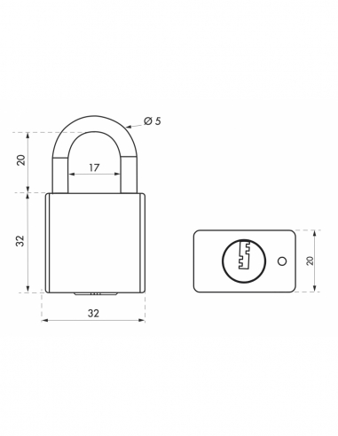 Vista aggiuntiva 1 di Lucchetto RINOX 30 mm, arco in acciaio inox, 4 chiavi – THIRARD