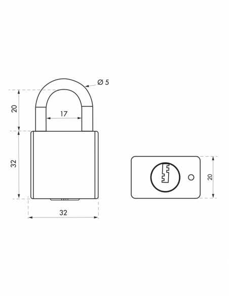 Vista aggiuntiva 1 di Lucchetto RINOX 30 mm, arco in acciaio inox, 4 chiavi – THIRARD