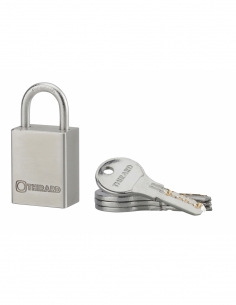 Lucchetto a chiave Rinox, acciaio inox, per esterno, arco in acciaio inox, 50 mm, 4 chiavi – THIRARD