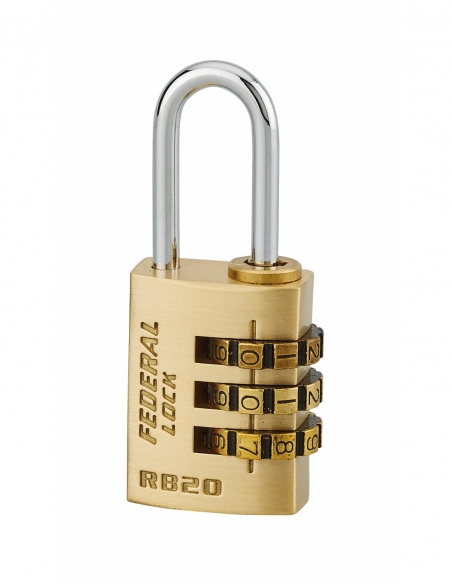 Lucchetto a combinazione RB, ottone, 3 cifre, per interno, arco in acciaio, 20 mm – THIRARD