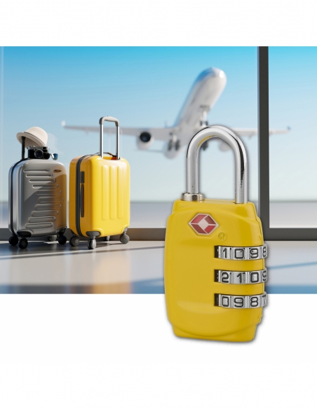 Lucchetto a combinazione TSA, 3 cifre, per viaggio, arco in acciaio, 30 mm – THIRARD