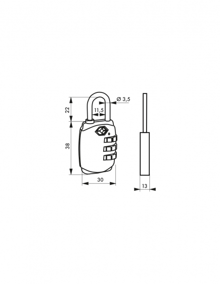 Vista aggiuntiva 5 di Lucchetto TSA con combinazione a 3 ghiere – THIRARD