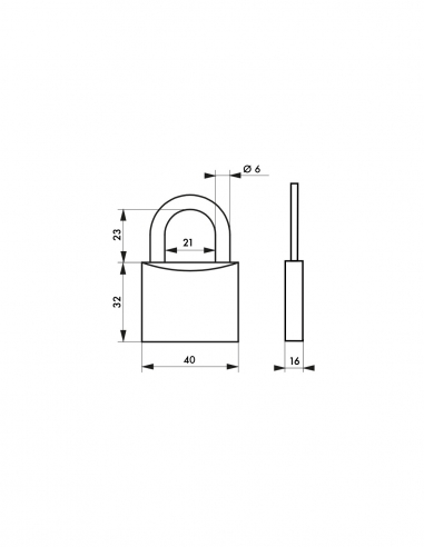 Vista aggiuntiva 1 di Lucchetto TYPE 1 40 mm, 2 chiavi – THIRARD