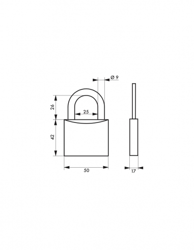 Vista aggiuntiva 1 di Lucchetto TYPE 1 50 mm, 2 chiavi – THIRARD