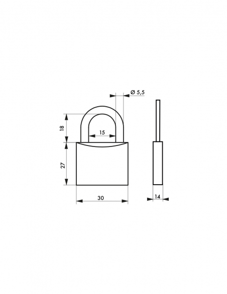 Vista aggiuntiva 1 di Set di 3 lucchetti TYPE 1 30 mm a chiave uguale, 6 chiavi – THIRARD