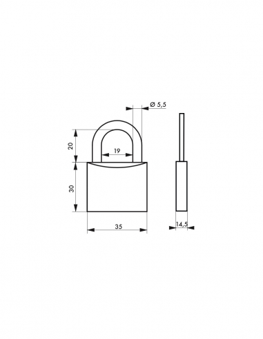 Vista aggiuntiva 1 di Set di 2 lucchetti TYPE 1 35 mm a chiave uguale, 4 chiavi – THIRARD