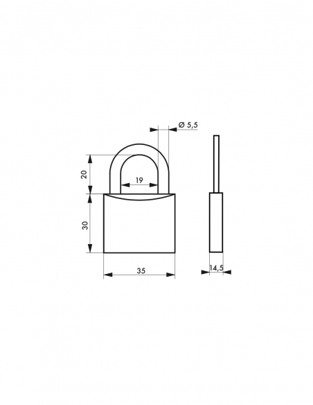 Vista aggiuntiva 1 di Set di 2 lucchetti TYPE 1 35 mm a chiave uguale, 4 chiavi – THIRARD