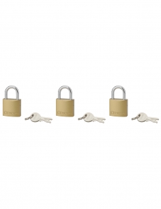 Set di 3 lucchetti Tipo 1, per interno, 35 mm, arco in acciaio cementato, 6 chiavi, con apertura con la stessa chiave – THIRARD