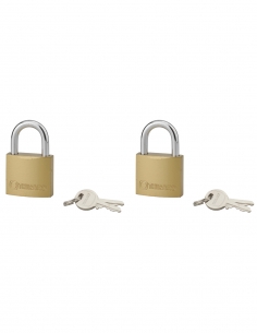 Set di 2 lucchetti Tipo 1, per interno, 40 mm, arco in acciaio cementato, 4 chiavi, con apertura con la stessa chiave – THIRARD