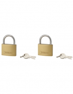 Set di 2 lucchetti Tipo 1, per interno, 45 mm, arco in acciaio cementato, 4 chiavi, con apertura con la stessa chiave – THIRARD