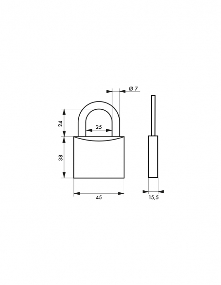 Set di 3 lucchetti Tipo 1, per interno, 45 mm, arco in acciaio cementato, 6 chiavi, con apertura con la stessa chiave – THIRARD
