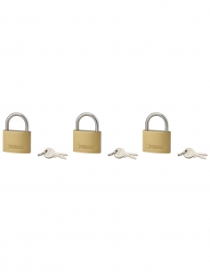 Set di 3 lucchetti Tipo 1, per interno, 45 mm, arco in acciaio cementato, 6 chiavi, con apertura con la stessa chiave – THIRARD