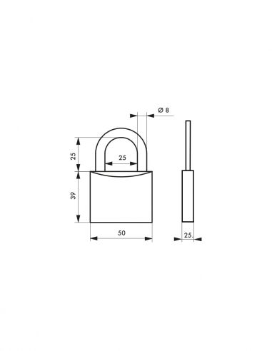 Lucchetto a combinazione Tanker, in ottone, 4 cifre, per interno, arco in acciaio, 50 mm - THIRARD