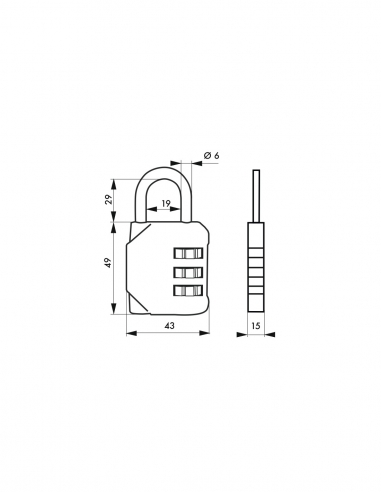 Lucchetto a combinazione Club 2, 4 cifre, per interno, arco in acciaio, 40 mm - THIRARD