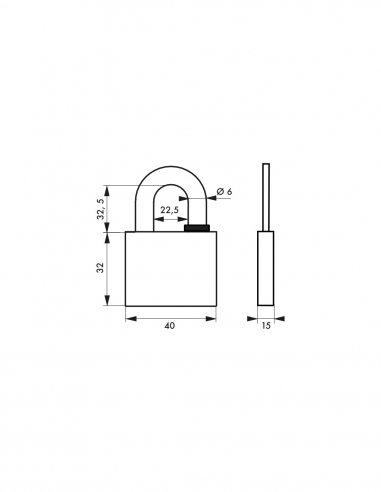 Vista aggiuntiva 1 di Lucchetto REVERSO 40 mm, 4 chiavi reversibili – THIRARD