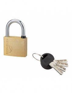Lucchetto a chiave Reverso, in ottone, per esterno, arco in acciaio, 40 mm, 4 chiavi - THIRARD