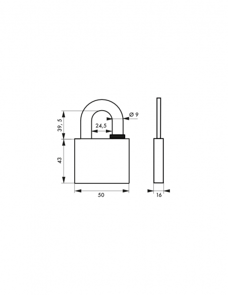 Lucchetto a chiave Reverso, in ottone, per esterno, arco in acciaio, 50 mm, 4 chiavi - THIRARD