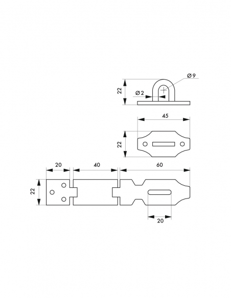 Portalucchetto sovrapposto per bauli e porte, in acciaio zincato, 100 mm - THIRARD