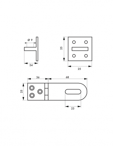 Portalucchetto sovrapposto, in ottone, per la chiusura di bauli e porte - THIRARD