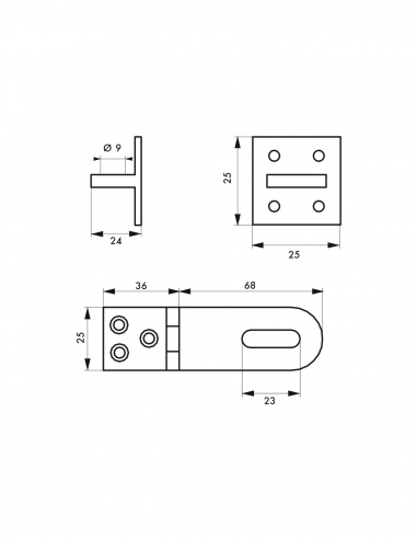 Portalucchetto sovrapposto, in ottone cromato, per la chiusura di bauli e porte - THIRARD