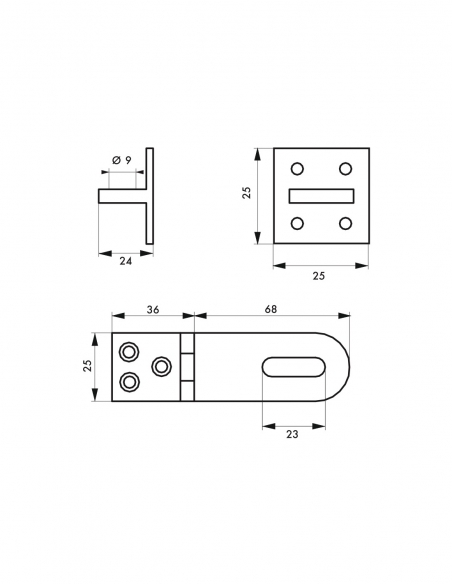 Portalucchetto sovrapposto, in ottone cromato, per la chiusura di bauli e porte - THIRARD