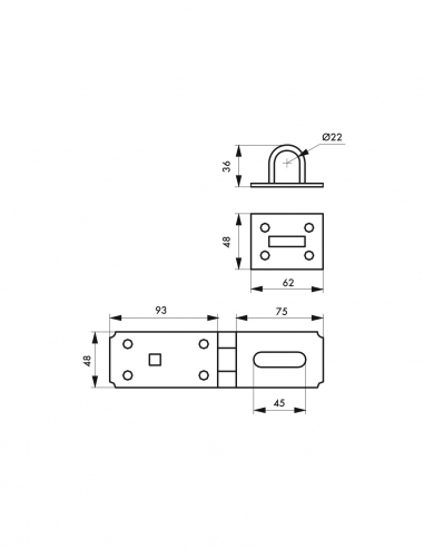Portalucchetto rinforzato, 90 mm, in acciaio - THIRARD
