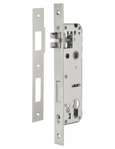 Serratura da incasso Intelock con foro per cilindro, inox, asse 30 mm, interasse 85 mm, quadro 8 mm - INTELOCK