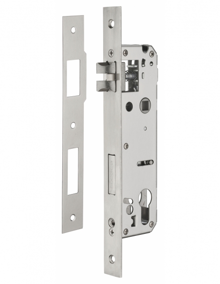 Serratura da incasso Intelock per cilindro per maniglie, inox, asse 35 mm, interasse 85 mm, quadro 8 mm - INTELOCK