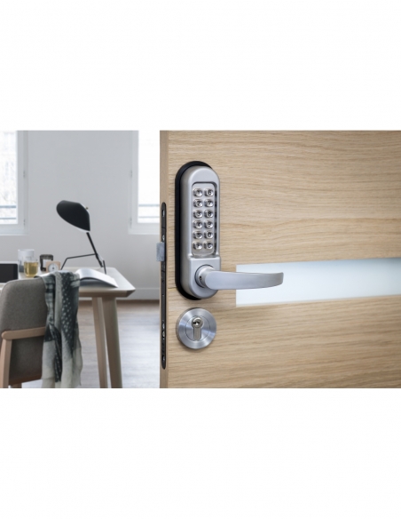 Serratura a combinazione meccanica per serratura da incasso per porta interna, quadro 7 mm, cromato opaco - THIRARD