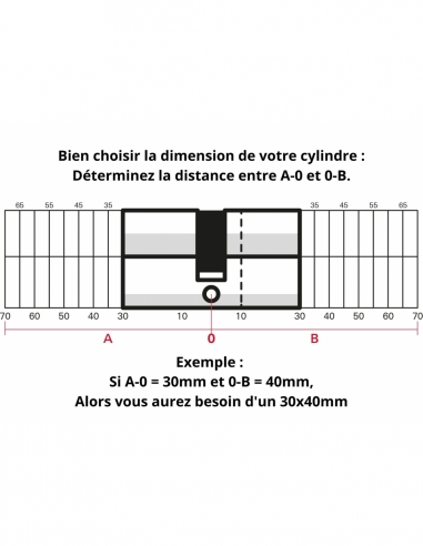 Cilindro per serratura doppia entrata, 40x45 mm, anti-estrazione, ottone, 3 chiavi – THIRARD