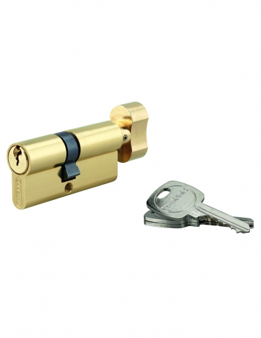 Cilindro STD con pomolo, 55B x 45 mm, anti-estrazione, ottone, 3 chiavi – THIRARD