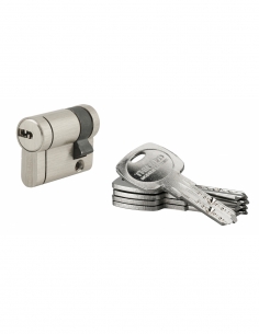 Mezzo cilindro per serratura, 30x10 mm, nichelato, anti-estrazione, anti-perforazione, anti-rottura, 5 chiavi – THIRARD