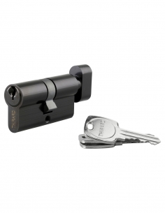 Cilindro STD con pomolo 30 x 30 mm, anti-estrazione, nero, 3 chiavi – THIRARD