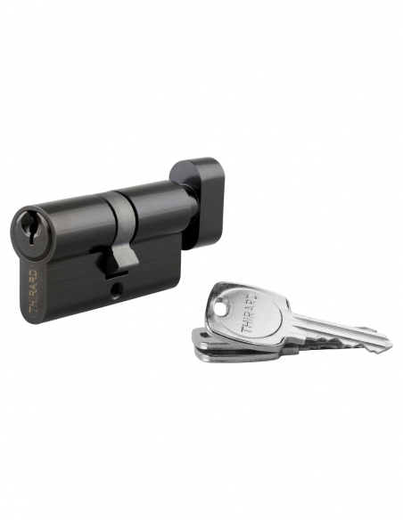 Cilindro STD con pomolo 30 x 30 mm, anti-estrazione, nero, 3 chiavi – THIRARD