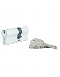 Cilindro STD doppia entrata, 40 x 50 mm, anti-estrazione, bianco, 3 chiavi – THIRARD