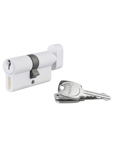 Cilindro europeo STD con pomolo 30 x 30 mm, bianco, 3 chiavi – THIRARD