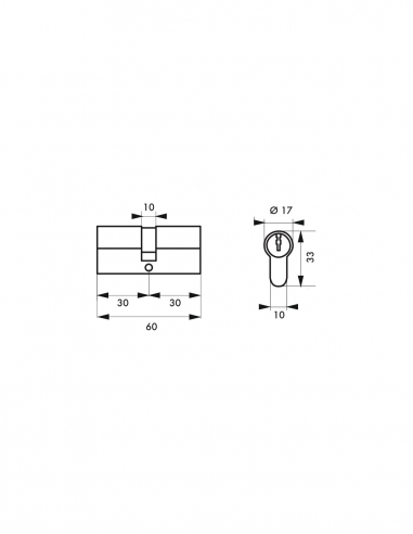 Set di 2 cilindri europei TRAFIC 6 30 x 30 mm, nichelati, a chiave uguale, funzione emergenza, 10 chiavi – THIRARD