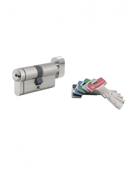 Cilindro europeo Transit 2 con pomolo 30 x 30 mm, nichelato, 5 chiavi – THIRARD