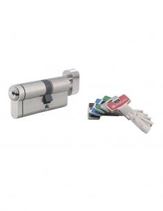 Cilindro europeo Transit 2 con pomolo 30 x 40 mm, nichelato, 5 chiavi – THIRARD