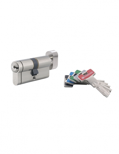 Cilindro europeo Transit 2 con pomolo 40 x 40 mm, nichelato, 5 chiavi – THIRARD